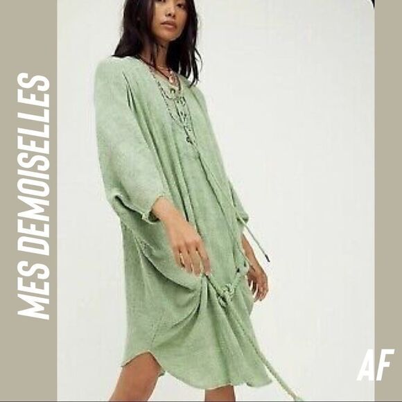 FREE PEOPLE BY MES DEMOISELLES KOLLINA DRESS IN AQUA NEW NWT - Picture 2 of 10